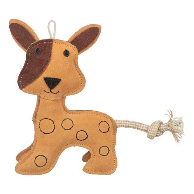 Huvudbild Hund, stående, läder, 25 cm, brun